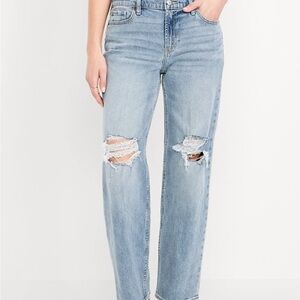 Old Navy Blue Straight Leg Jeans Distressed